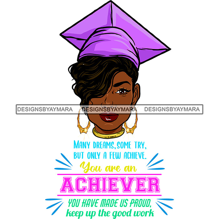 Afro Girl Graduation Quote Graduated Student Certificate College Illus –  DesignsByAymara
