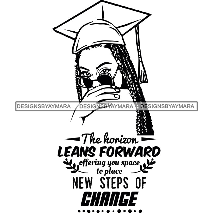 Afro Woman Graduate Wearing Cap Side View Sunglasses Life Quotes Acade –  DesignsByAymara