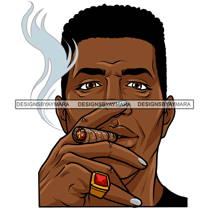 Gangster Black Man Smoking Cigarette Cigars Weed Smoke SVG JPG PNG Vec –  DesignsByAymara