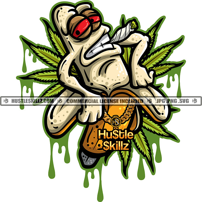 Smoking Cannabis Banana Face Cartoon Vector Marijuana Leaf Dripping Ar –  DesignsByAymara, image size:700x700