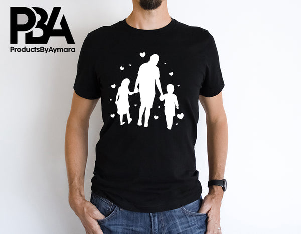 Happy Father's Day Celebration Dad Holding Hands With daughter And Son Dad's Day Man Male Parental Daddy's Special Day Paternal Recognition Parenting Appreciation SVG JPG PNG Cricut Sublimation Print Cutting Designs