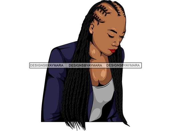 Melanin Woman Head Braids Hairstyle African American Latina Woman Salon Logo Goddess Fulani Knotless Cornrows Braided Updo Twists Box Faux Locs Crochet Braids Design Element SVG JPG PNG Vector Clipart Cricut Silhouette Cut Cutting