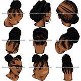 Bundle 9 Black Melanin Woman Cornrows Braids Box Crochet French Rope braid Dutch Fishtail Infinity braid Hairstyle Hair Salon Logo Design Element SVG PNG JPG Cutting Vector Files