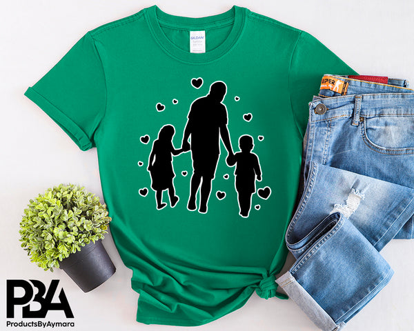 Happy Father's Day Celebration Dad Holding Hands With daughter And Son Dad's Day Man Male Parental Daddy's Special Day Paternal Recognition Parenting Appreciation SVG JPG PNG Cricut Sublimation Print Cutting Designs