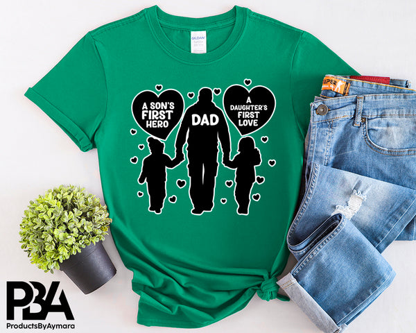 Happy Father's Day Celebration Dad A Boy First Hero A Girl First Love Dad's Day Man Male Parental Daddy's Special Day Paternal Recognition Parenting Appreciation SVG JPG PNG Cricut Sublimation Print Cutting Designs