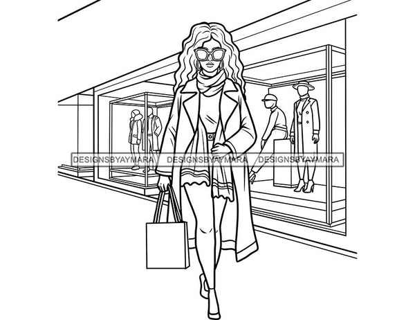 18 Coloring Book Images Fashion Woman New Trending Outfit Adult Coloring Book Vector Files SVG PNG JPG Designs For Coloring Book Cut Cutting Graphic