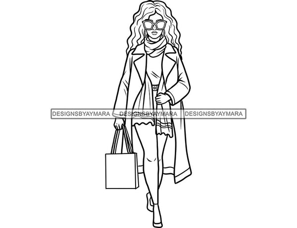 18 Coloring Book Images Fashion Woman New Trending Outfit Adult Coloring Book Vector Files SVG PNG JPG Designs For Coloring Book Cut Cutting Graphic
