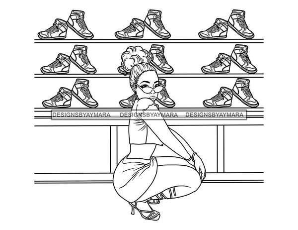 18 Coloring Book Images Fashion Woman New Trending Outfit Adult Coloring Book Vector Files SVG PNG JPG Designs For Coloring Book Cut Cutting Graphic