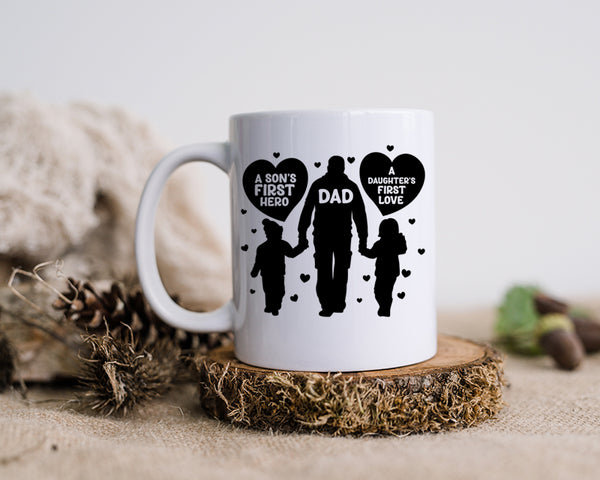 Happy Father's Day Celebration Dad A Boy First Hero A Girl First Love Dad's Day Man Male Parental Daddy's Special Day Paternal Recognition Parenting Appreciation SVG JPG PNG Cricut Sublimation Print Cutting Designs