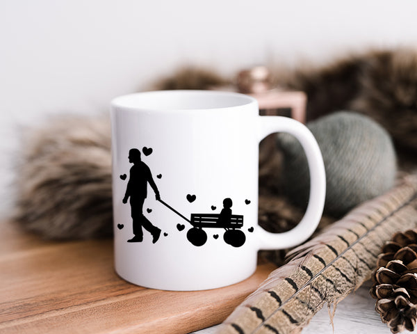 Happy Father's Day Celebration Dad Pulling Baby Son Forklift truck Dad's Day Man Male Parental Daddy's Special Day Paternal Recognition Parenting Appreciation SVG JPG PNG Cricut Sublimation Print Cutting Designs