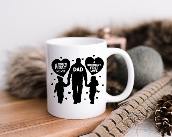 Happy Father's Day Celebration Dad A Boy First Hero A Girl First Love Dad's Day Man Male Parental Daddy's Special Day Paternal Recognition Parenting Appreciation SVG JPG PNG Cricut Sublimation Print Cutting Designs