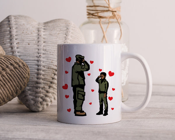 Military Dad Salute Son Happy Father's Day Celebration Dad Love Dad's Day Man Male Parental Daddy's Special Day Paternal Recognition Parenting Appreciation SVG JPG PNG Cricut Sublimation Print Cutting Designs