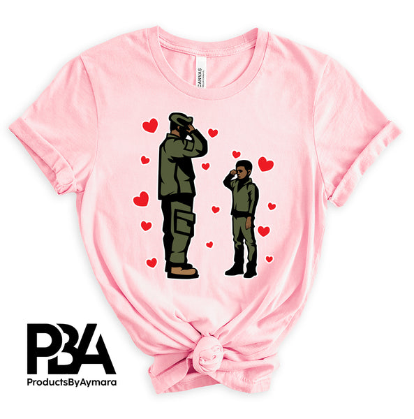 Military Dad Salute Son Happy Father's Day Celebration Dad Love Dad's Day Man Male Parental Daddy's Special Day Paternal Recognition Parenting Appreciation SVG JPG PNG Cricut Sublimation Print Cutting Designs