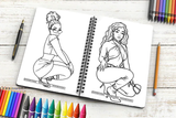 18 Coloring Book Images Fashion Woman New Trending Outfit Adult Coloring Book Vector Files SVG PNG JPG Designs For Coloring Book Cut Cutting Graphic