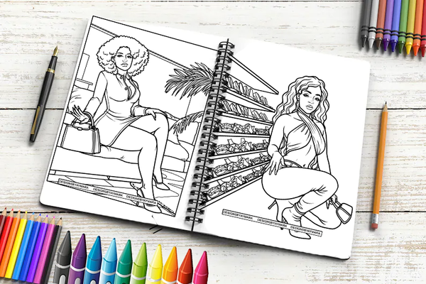 18 Coloring Book Images Fashion Woman New Trending Outfit Adult Coloring Book Vector Files SVG PNG JPG Designs For Coloring Book Cut Cutting Graphic