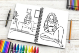18 Coloring Book Images Fashion Woman New Trending Outfit Adult Coloring Book Vector Files SVG PNG JPG Designs For Coloring Book Cut Cutting Graphic