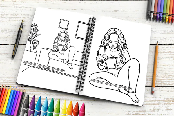18 Coloring Book Images Fashion Woman New Trending Outfit Adult Coloring Book Vector Files SVG PNG JPG Designs For Coloring Book Cut Cutting Graphic