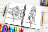 18 Coloring Book Images Fashion Woman New Trending Outfit Adult Coloring Book Vector Files SVG PNG JPG Designs For Coloring Book Cut Cutting Graphic