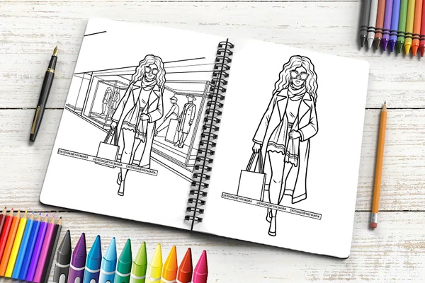 18 Coloring Book Images Fashion Woman New Trending Outfit Adult Coloring Book Vector Files SVG PNG JPG Designs For Coloring Book Cut Cutting Graphic