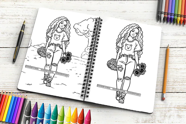 18 Coloring Book Images Fashion Woman New Trending Outfit Adult Coloring Book Vector Files SVG PNG JPG Designs For Coloring Book Cut Cutting Graphic