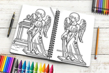 18 Coloring Book Images Fashion Woman New Trending Outfit Adult Coloring Book Vector Files SVG PNG JPG Designs For Coloring Book Cut Cutting Graphic