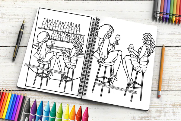 18 Coloring Book Images Fashion Woman New Trending Outfit Adult Coloring Book Vector Files SVG PNG JPG Designs For Coloring Book Cut Cutting Graphic
