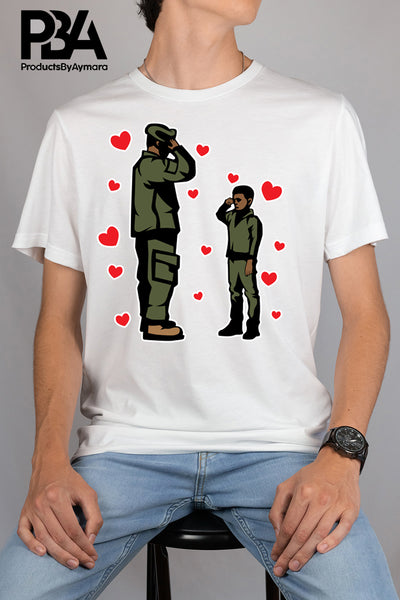 Military Dad Salute Son Happy Father's Day Celebration Dad Love Dad's Day Man Male Parental Daddy's Special Day Paternal Recognition Parenting Appreciation SVG JPG PNG Cricut Sublimation Print Cutting Designs