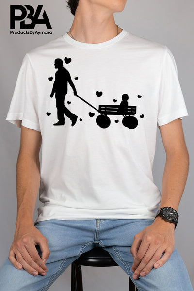 Happy Father's Day Celebration Dad Pulling Baby Son Forklift truck Dad's Day Man Male Parental Daddy's Special Day Paternal Recognition Parenting Appreciation SVG JPG PNG Cricut Sublimation Print Cutting Designs