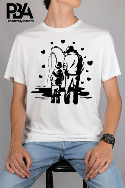 Dad Fishing With Son Happy Father's Day Celebration Dad True Love Dad's Day Man Male Parental Daddy's Special Day Paternal Recognition Parenting Appreciation SVG JPG PNG Cricut Sublimation Print Cutting Designs