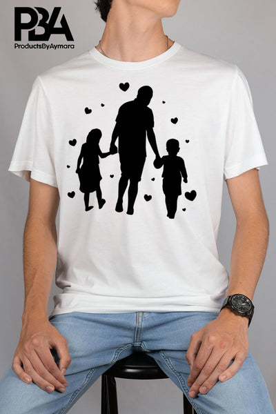 Happy Father's Day Celebration Dad Holding Hands With daughter And Son Dad's Day Man Male Parental Daddy's Special Day Paternal Recognition Parenting Appreciation SVG JPG PNG Cricut Sublimation Print Cutting Designs