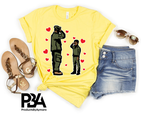 Military Dad Salute Son Happy Father's Day Celebration Dad Love Dad's Day Man Male Parental Daddy's Special Day Paternal Recognition Parenting Appreciation SVG JPG PNG Cricut Sublimation Print Cutting Designs