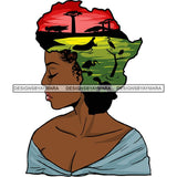 Safari Goddess Africa Continent African American Woman Savanna Animals Hair SVG Cutting Files.