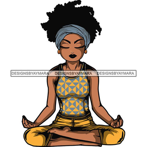 Afro Lola Meditating Yoga Relaxing .SVG Cutting Files For Silhouette Cricut and More!