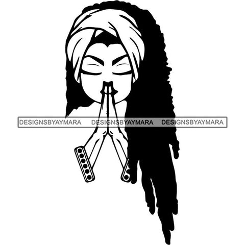 Afro Lola Praying Begging Asking God Lord Faith Strength .SVG Vector Clipart Cutting Files For Silhouette Cricut and More!