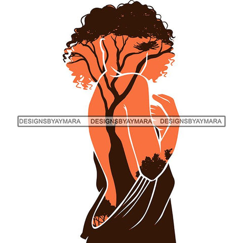 Sensual Woman Silhouette African Wildlife Proud Roots Safari Savanna Africa Continent Exotic Scenic SVG Cutting Files