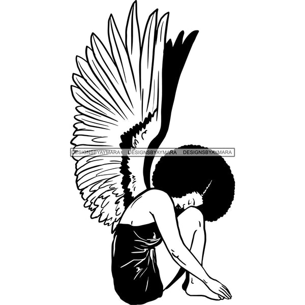 Afro Angel Black Woman SVG Cutting Files For Silhouette Cricut and More
