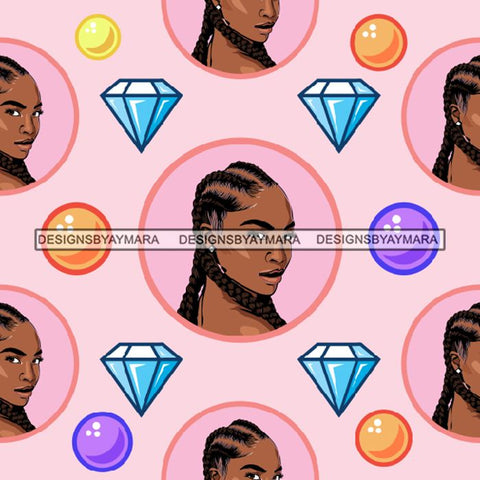 Fashion Lady Seamless Pattern Abstract Decorative Background Vector Designs SVG Files For Cutting and More!