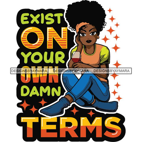 Afro Lola Drinking Wine Life Quotes .SVG Cutting Files For Silhouette and Cricut and More!