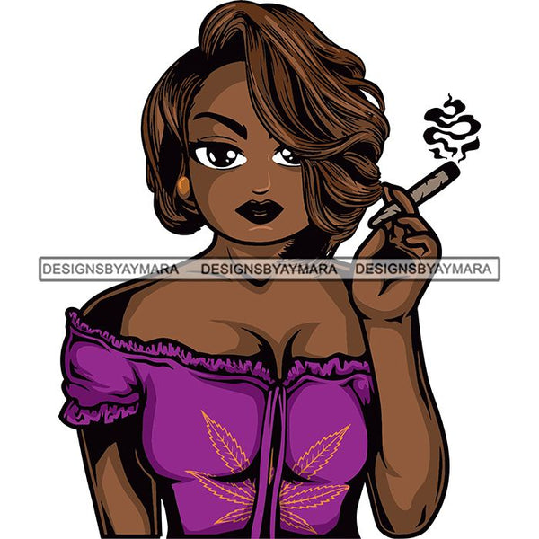 Afro Lola Smoking Pot Weed Joint Blunt Cannabis Marijuana SVG Cutting Files