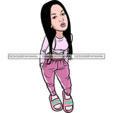 Fashion Woman Model Posing Summer Outfit Vogue Goddess Glamour Trendy Clothing Vector SVG Cutting Files