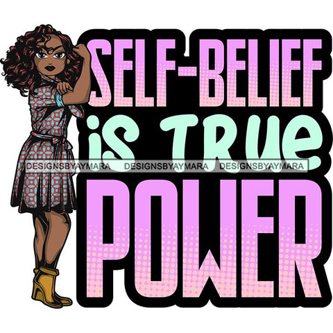 Afro Lola Strong Lady We can Do It Woman Power Flexing Arms Believe in Yourself Quotes .SVG Cutting Files For Silhouette and Cricut and More!