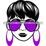 Afro Lola Boss Lady Dope Diva Glamour Wearing Glasses Accesories .SVG Cut Files