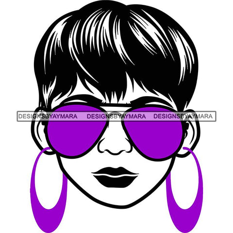 Afro Lola Boss Lady Dope Diva Glamour Wearing Glasses Accesories .SVG Cut Files