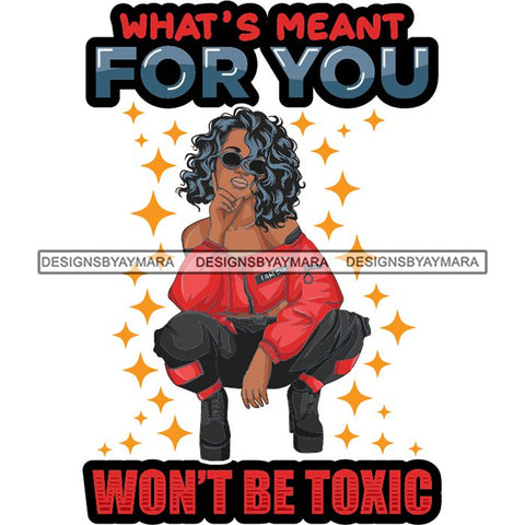 Afro Lola Squatting Bad Ass Life Quotes Confident Lady .SVG Clipart Vector Cutting Files