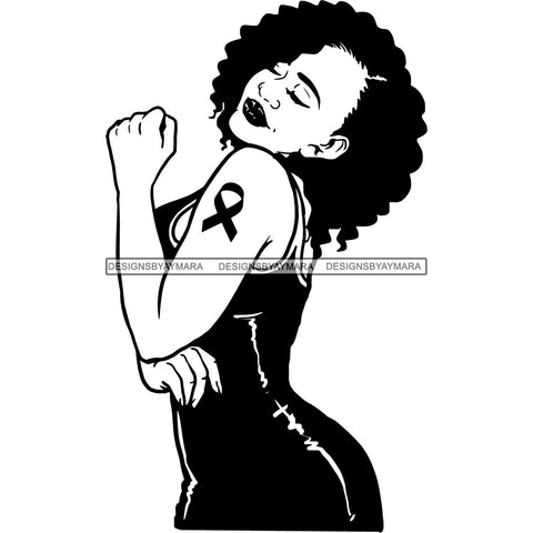 Strong Afro Woman SVG Cancer Survivor Cutting Files For Silhouette Cricut and More