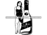 Whiskey Goddess Black Woman Sexy Melanin Nubian Liqueur Beverage Alcohol SVG Cut Files For Silhouette and Cricut
