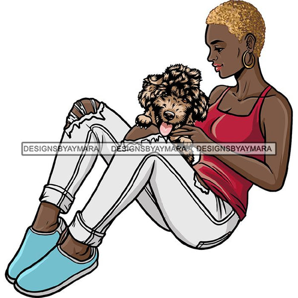 Beautiful Woman Dod Breed Poodle Pet Animal Best Friend Mascot Goddess SVG Cutting Files