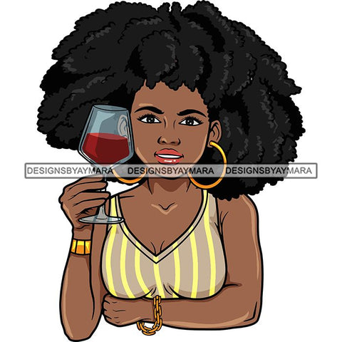 Afro Lola Drinking Wine Life Relax Chilling.SVG Cutting Files For Silhouette and Cricut and More! Unique Graphics!