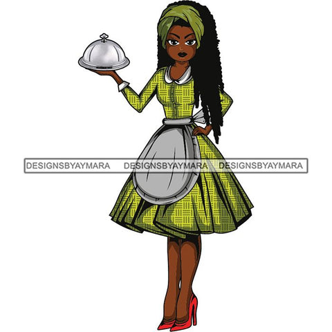 Afro Chef Lola Cooker Cooking Culinary Profession .SVG Clipart Vector Cutting Files For Circuit Silhouette Cricut and More!
