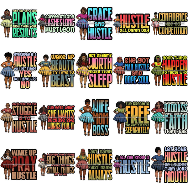 Bundle 20 Afro Thick Classy Lola Boss Lady Hustle Quotes .SVG Cutting Files For Silhouette and Cricut and More!
